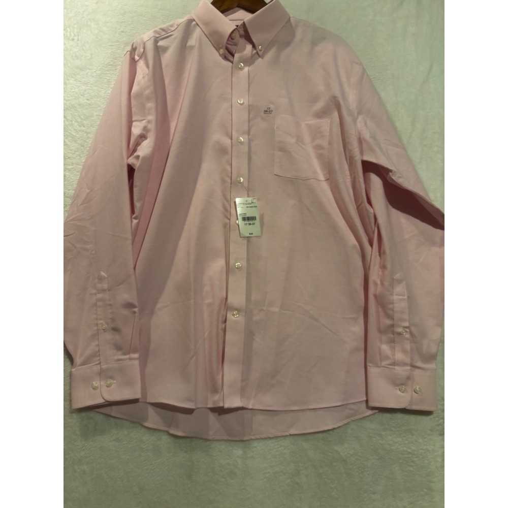 NEW Stafford Button Down Shirt Light Pink Mens 17 36-37 Wrinkle Free Oxford‎